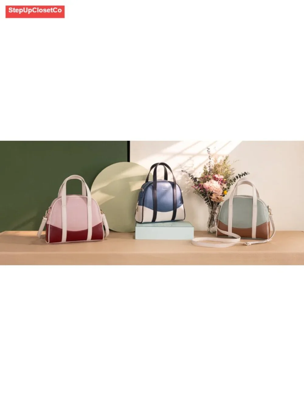 Medium Soft Vegan Leather Top Handle Satchel with Crossbody Strap - Picture 6 of 6
